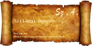 Szilágyi Agenór névjegykártya
